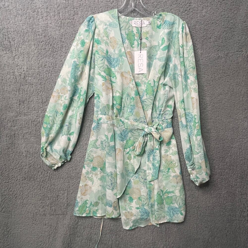 Revolve Womens Resa Dress Willow Wrap Blue Floral Mini Size Medium